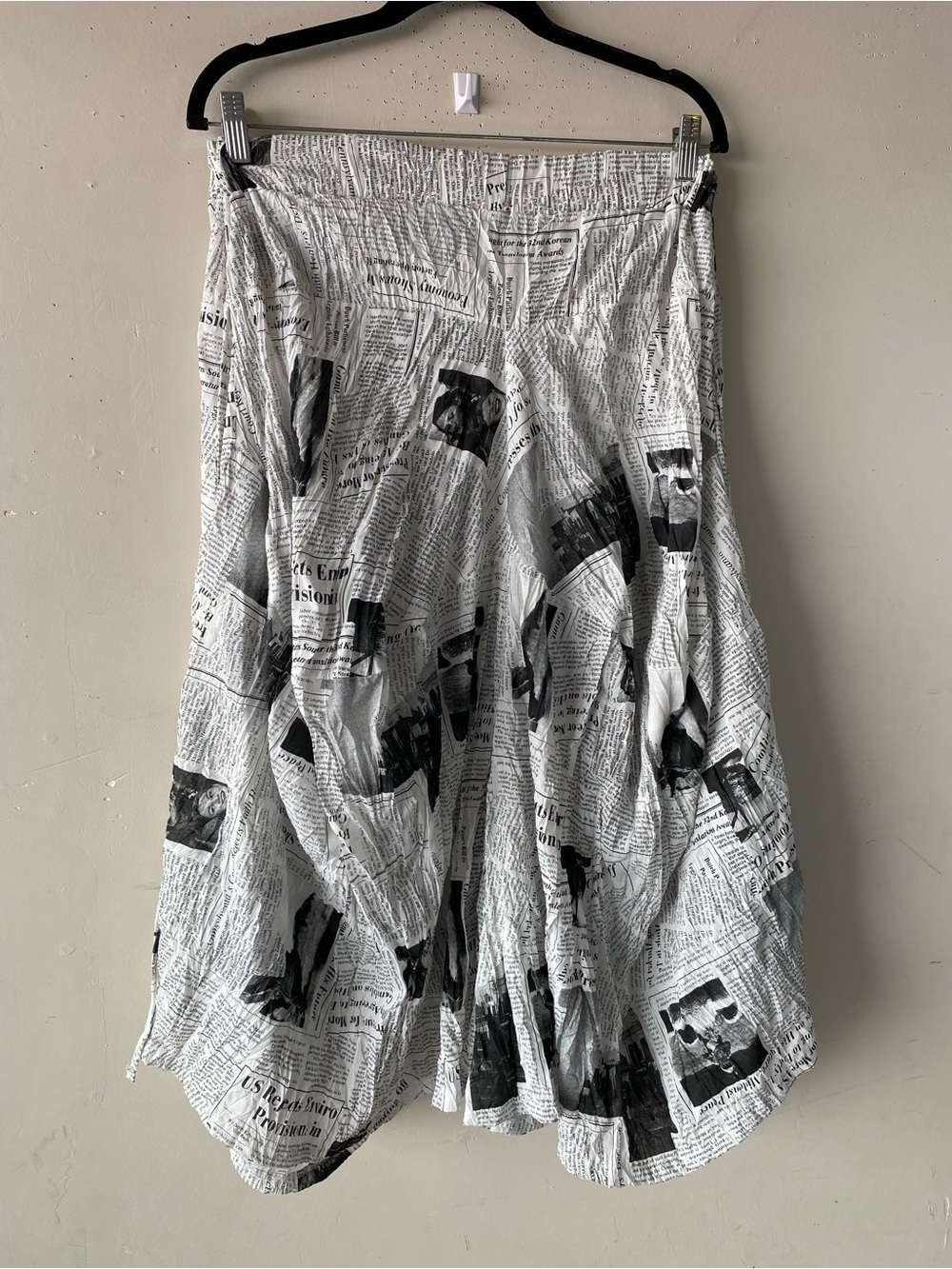 NWOT Ki Meng Newspaper Print Drop Crotch Harem Pants S Y2K Lagenlook - Picture 10 of 13